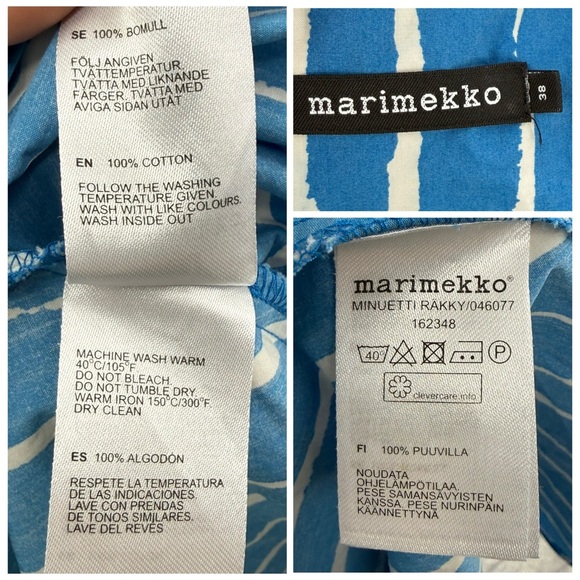 Marimekko Minuetti Rakky Asymmetric Stripe Midi Dress | Blue & White | Small - Picture 7 of 8